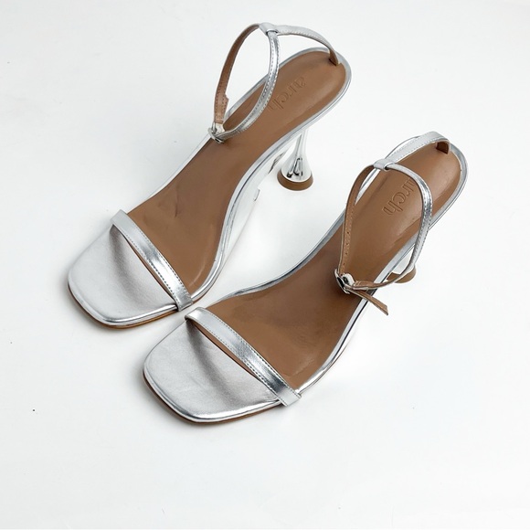 ARCH Lovestruck Silver Chrome Adjustable Ankle Straps Heart Inspired Heels 6.5 - Picture 6 of 8